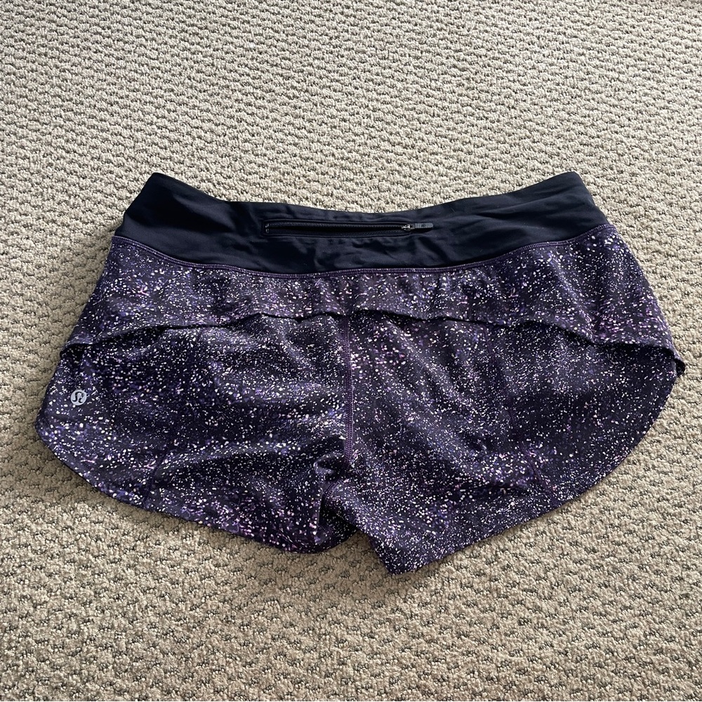 lululemon size 8 speed up shorts 2.5" speckled